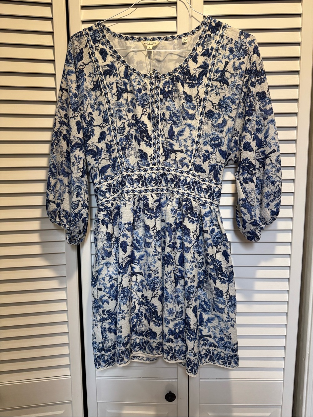 Max Studio Blue and White Floral Mini Dress